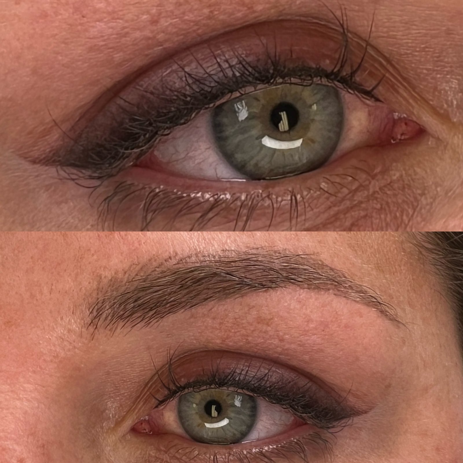 Before and after eyeliner tattoo close up transformation in Rosenberg